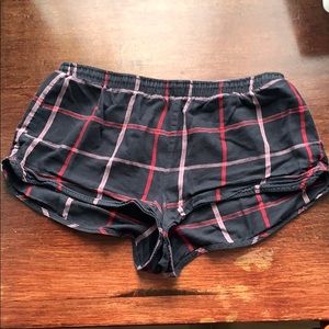 black plaid sleep shorts